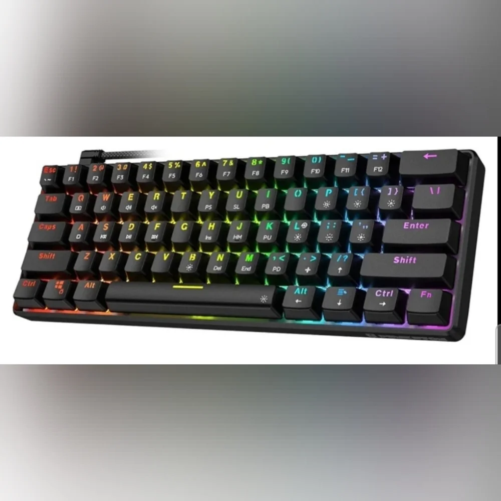 Punkston TH61 Mechanical Gaming Keyboard,RGB Backlit Wired Ultra-Compact NEW